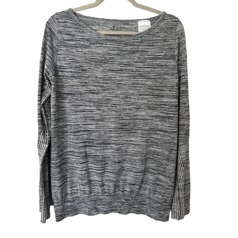 Nike Dri Fit‎ Gray Heathered Long Sleeve Athletic Shirt Size Large